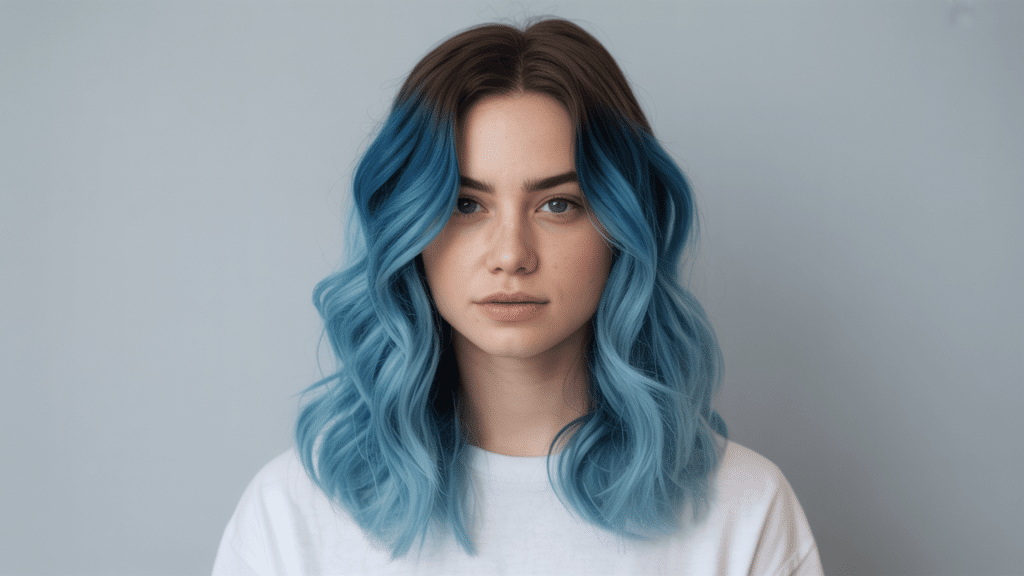 denim blue ombre cool summer hair color