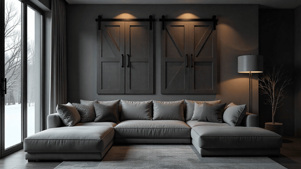 Barn Door Inspired above couch decor