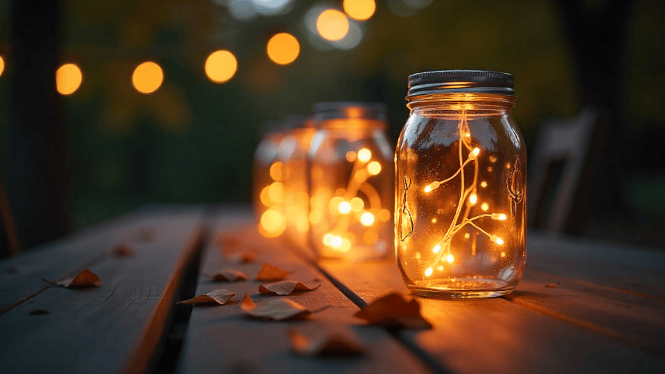 Glowing Mason  Jar  Lanterns halloween decor ideas
