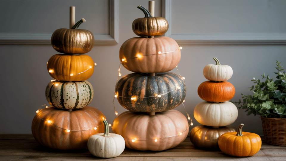 Stacked Pumpkin  Towers halloween decor ideas
