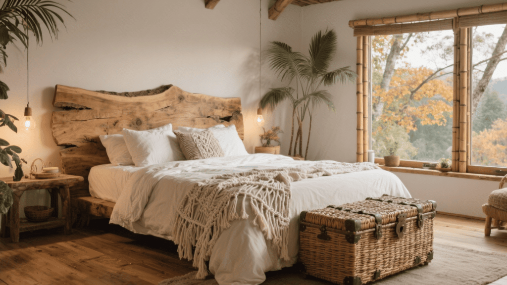 Wooden Headboard with Distressed Finish