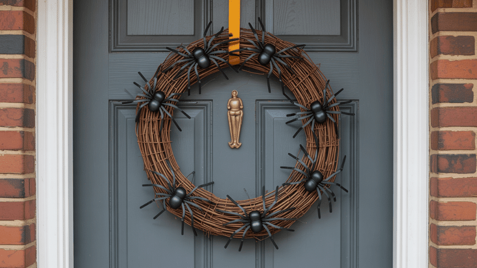 Wreath  with  Spider shalloween decor ideas