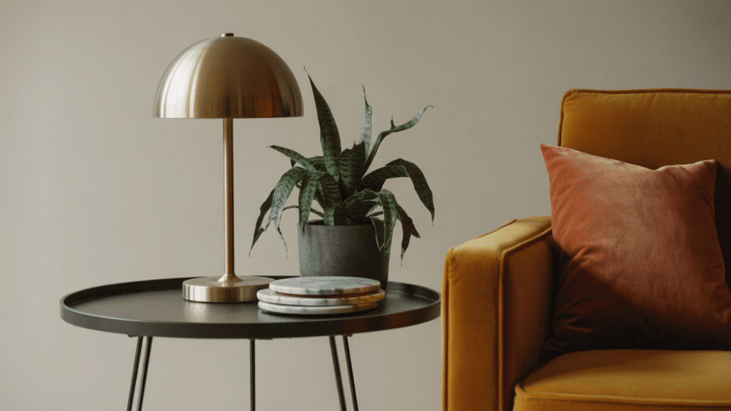 balanced lamp and plant combo