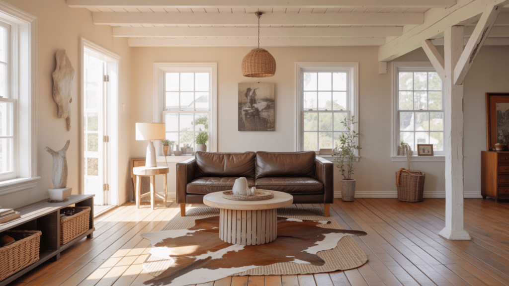 cowhide rug accent