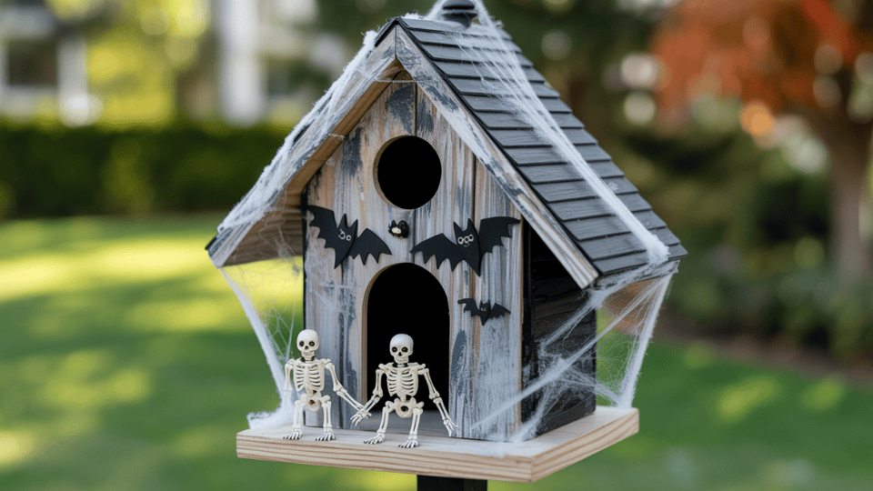 haunted  birdhouse halloween decor ideas