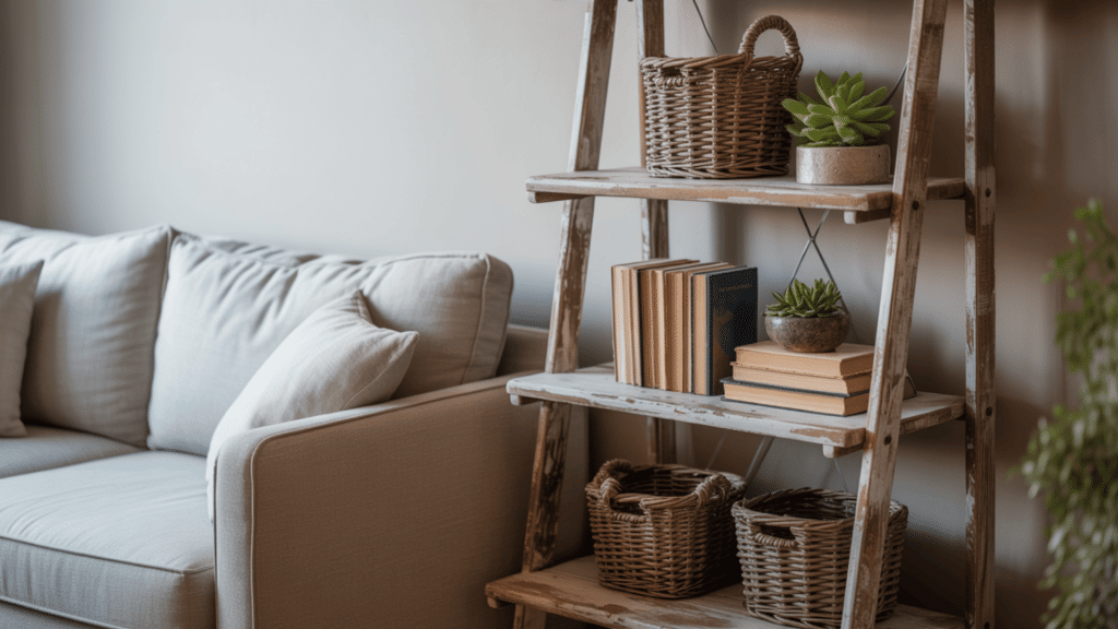 rustic ladder shelf