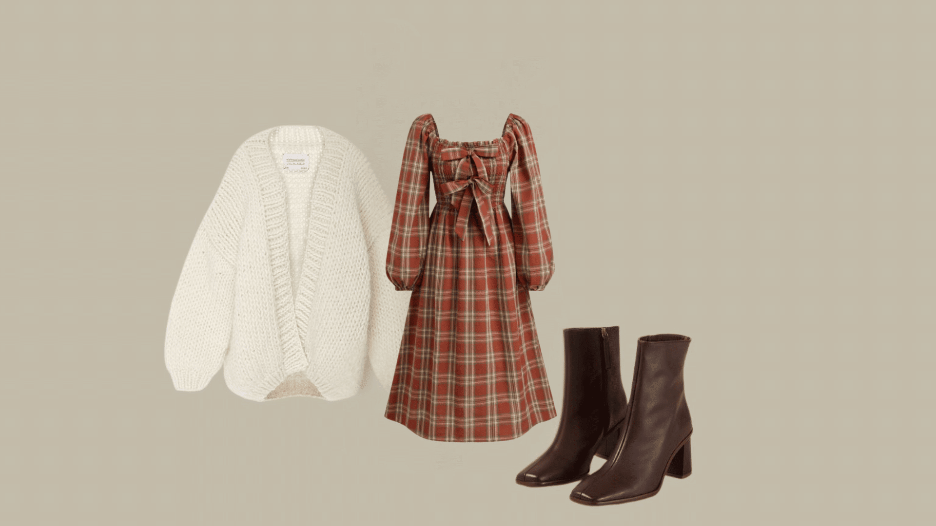 Plaid Dress and Cardigan Combo