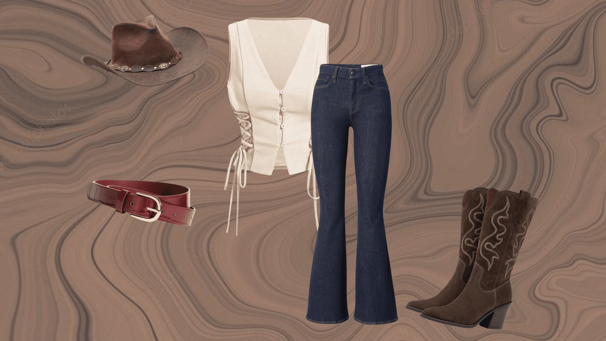 _bootcut jeans styled with cowboy boots and hat in a western inspired outfit