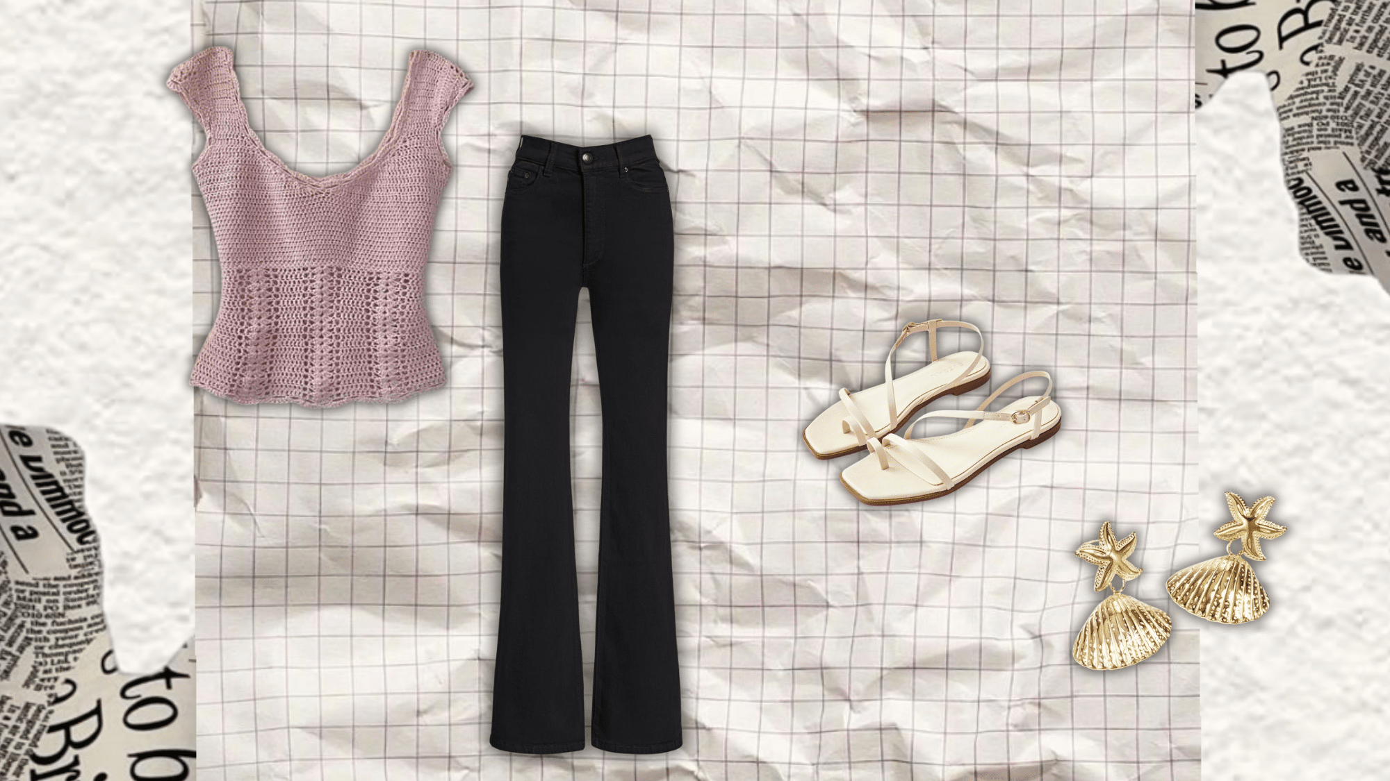 bootcut jeans styled with crochet top for a beachy summer look