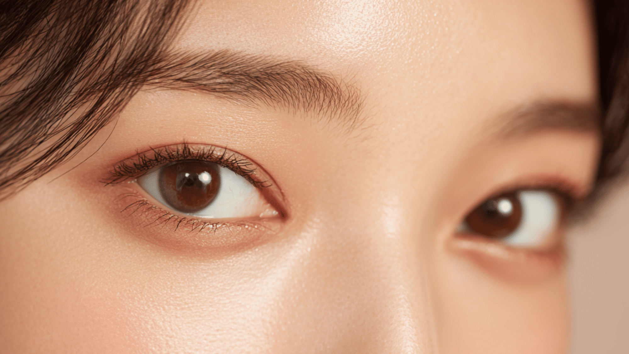 detailed close up of woman eyes with smooth skin and natural makeup skincare concept