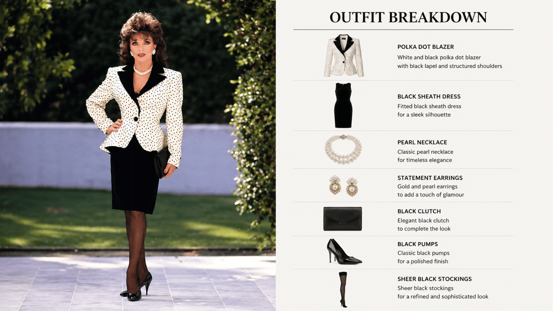 donna summer in polka dot blazer posing confidently with bold pattern reflecting playful and aesthetic 80s fashion