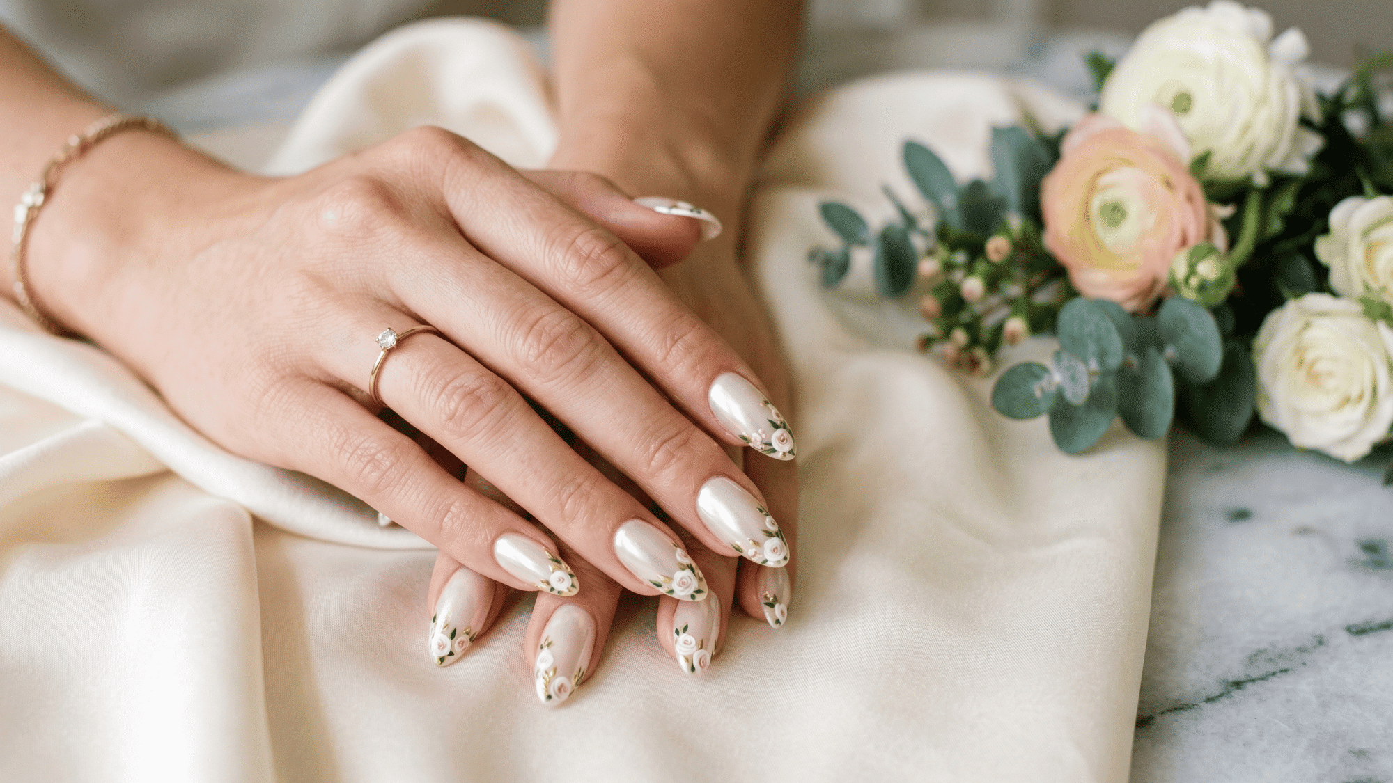 pearl finish nails with luminous elegant texture