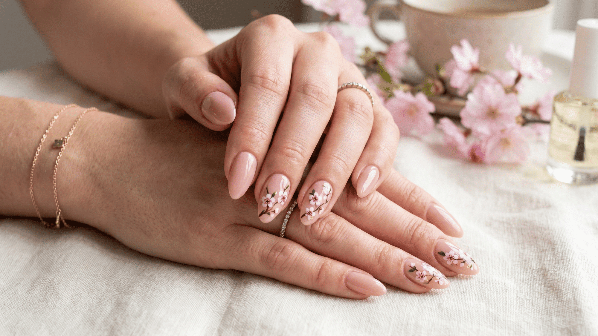 rosy nude almond nails with soft feminine glossy finish (1)