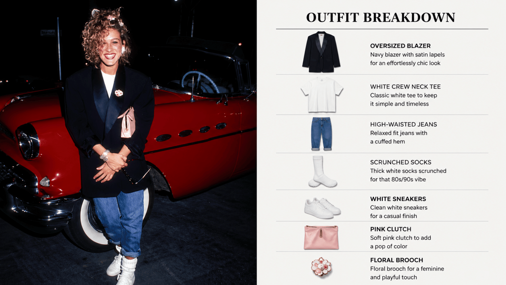 sarah jessica parker styled in oversized blazer and sneakers representing relaxed and wearable 80s fashion
