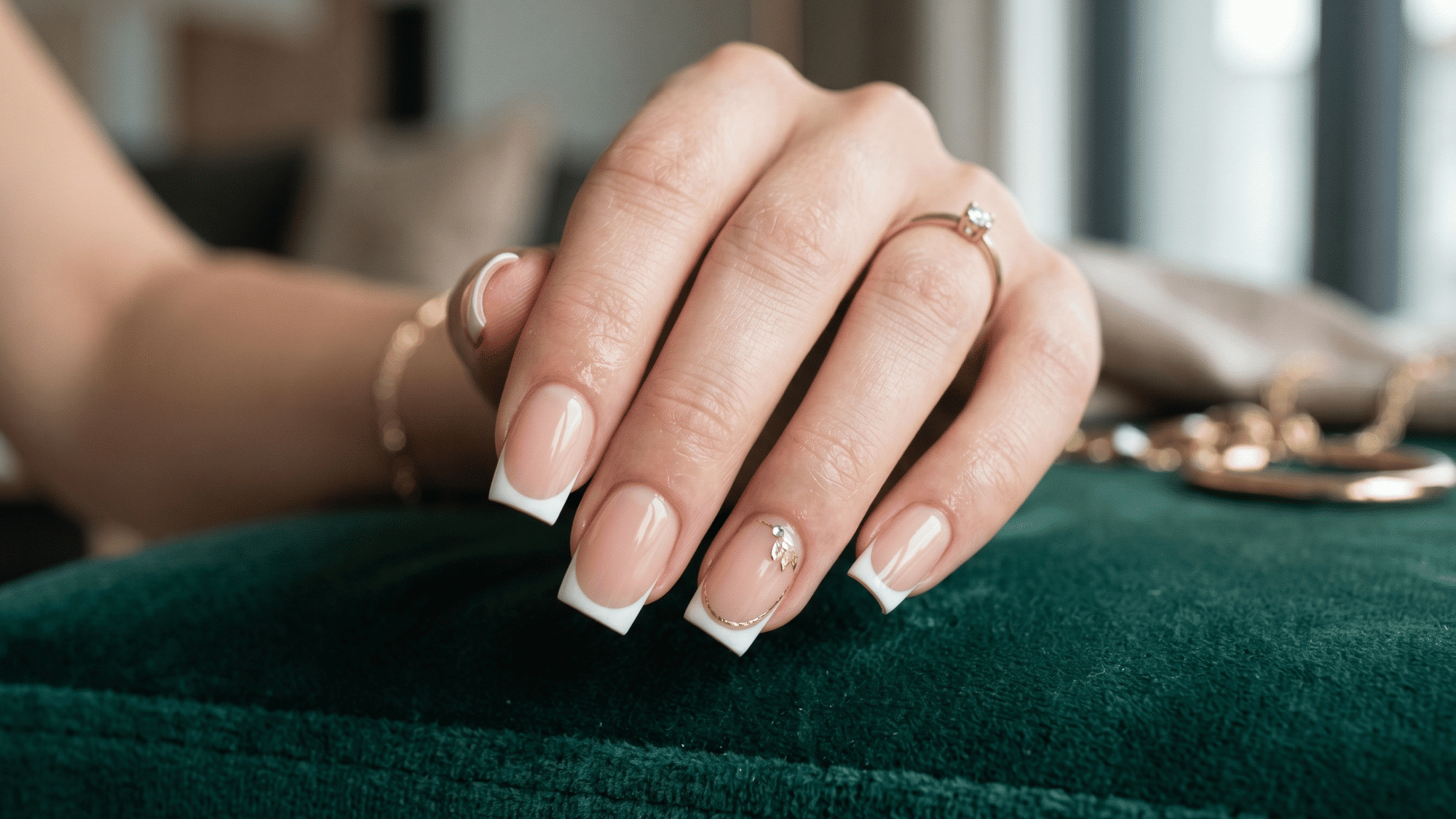 square french nails with sharp edges and classic structure