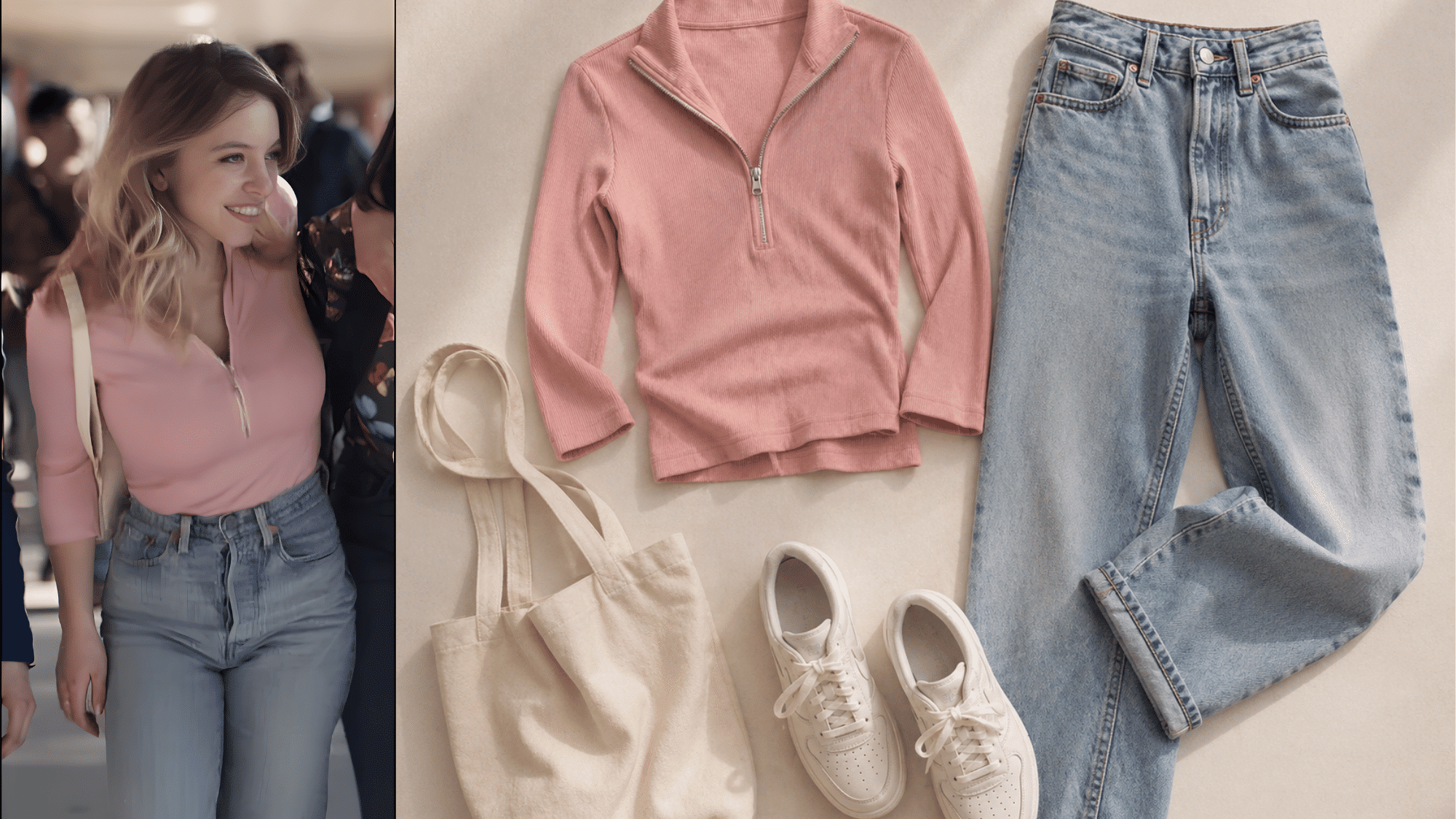 assie pink top and jeans euphoria casual everyday soft girl outfit