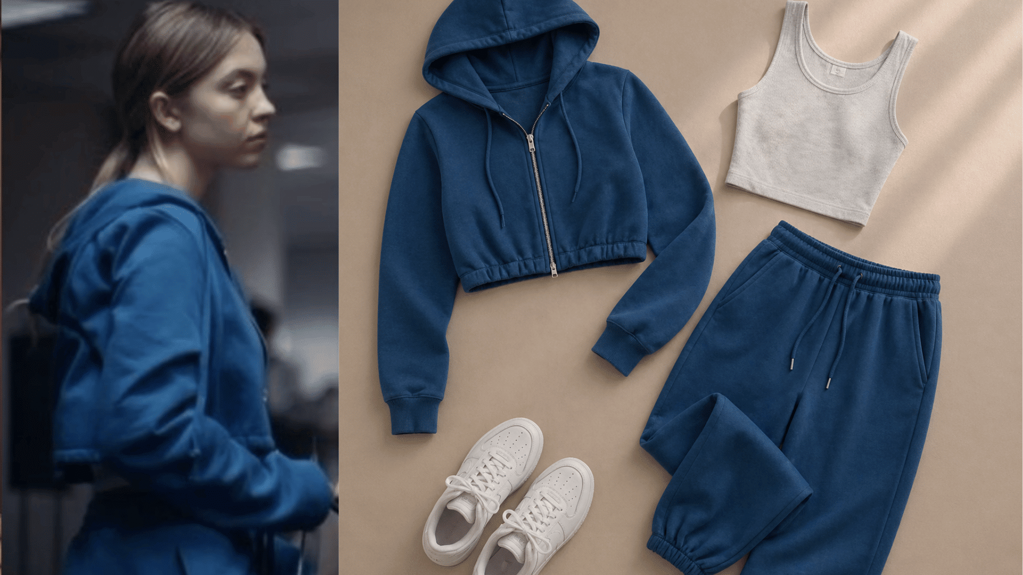 cassie in hoodie with casual bottoms