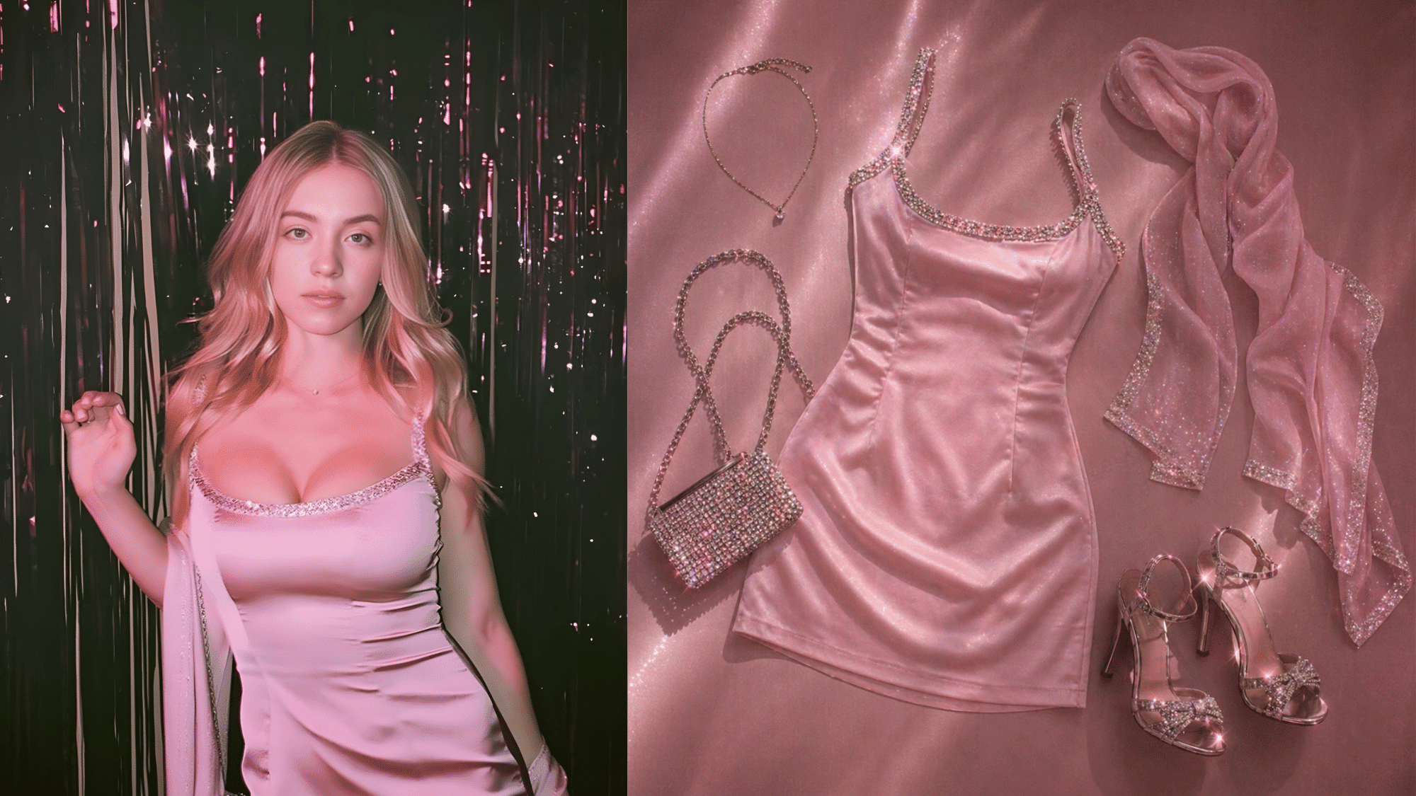 cassie satin mini dress euphoria party outfit with silky fabric and romantic aesthetic