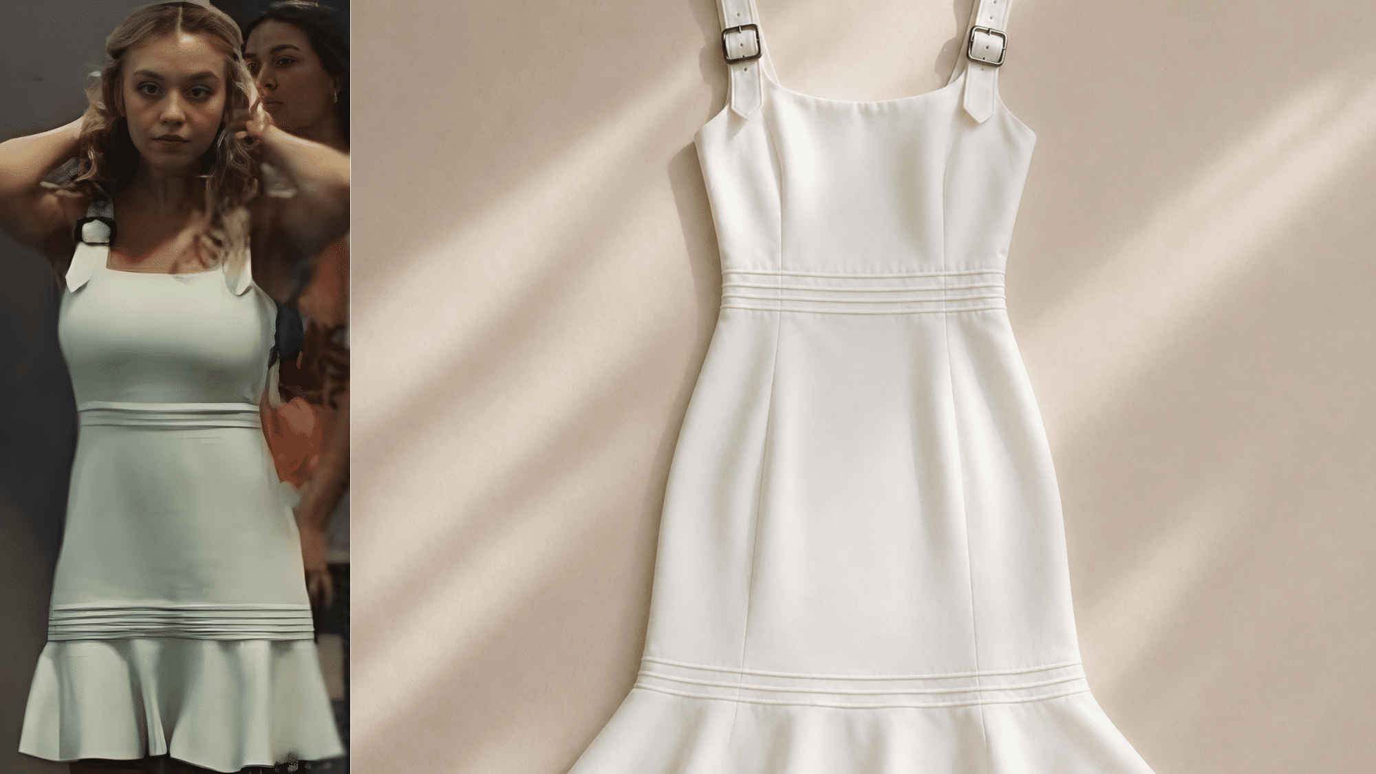 cassie White ruffle mini dress