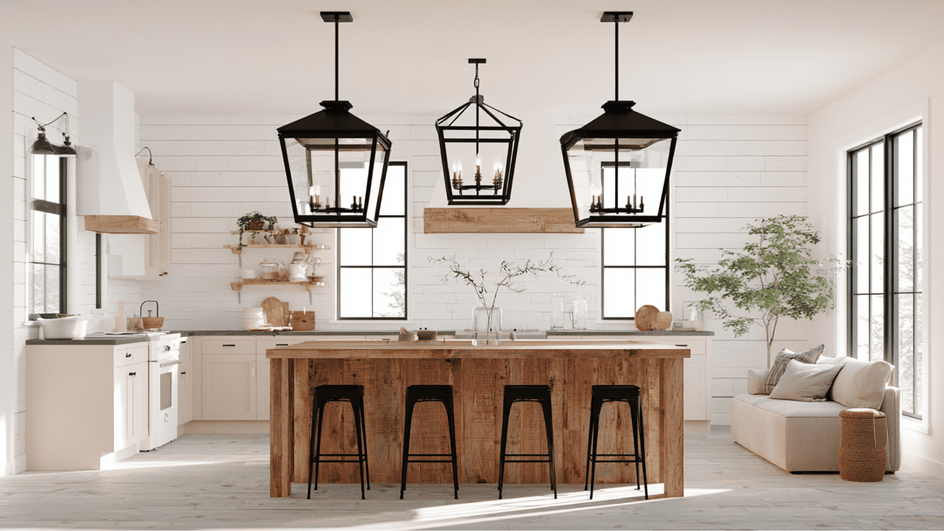 industrial farmhouse lighting fixtures adding style and function to a rustic interior space