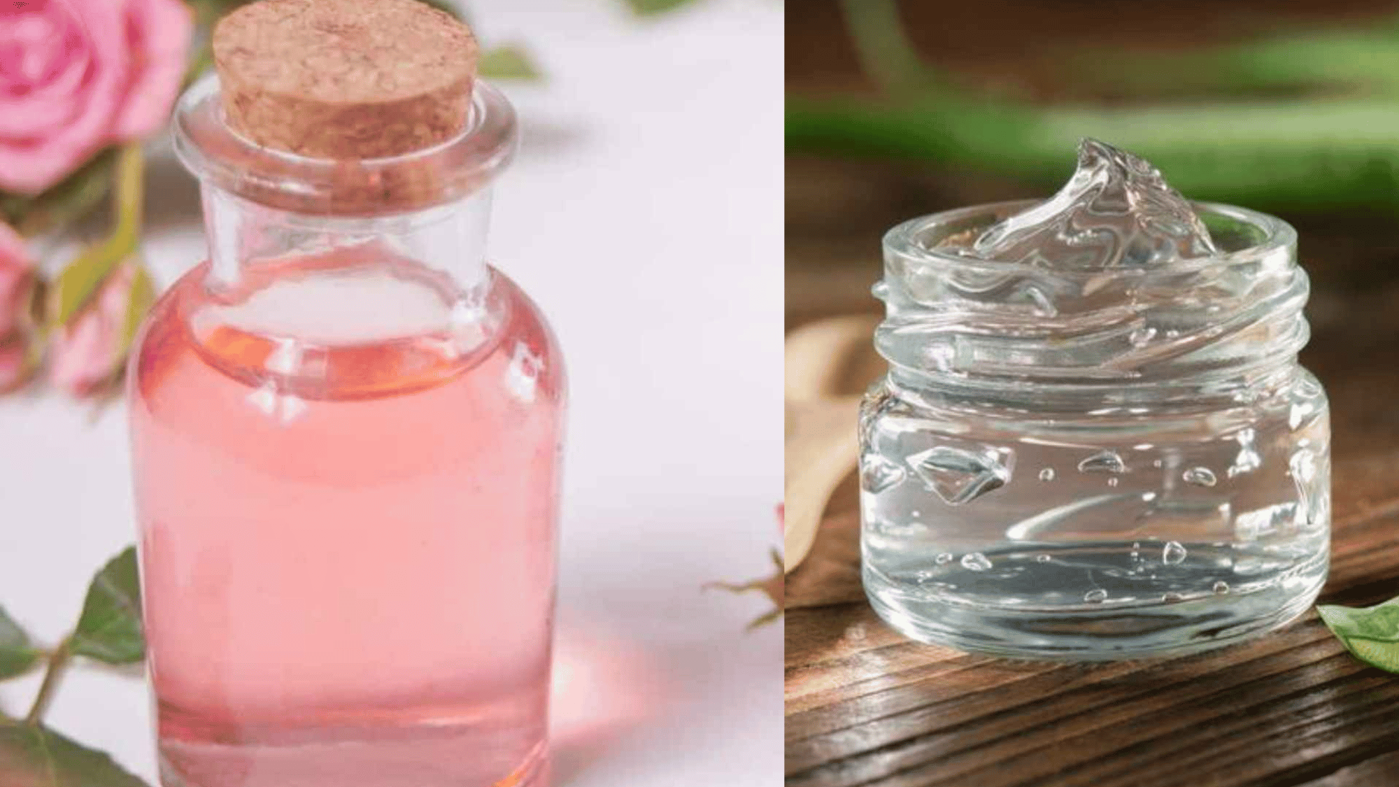 Rose water and aloe vera gel for hydrating face mask