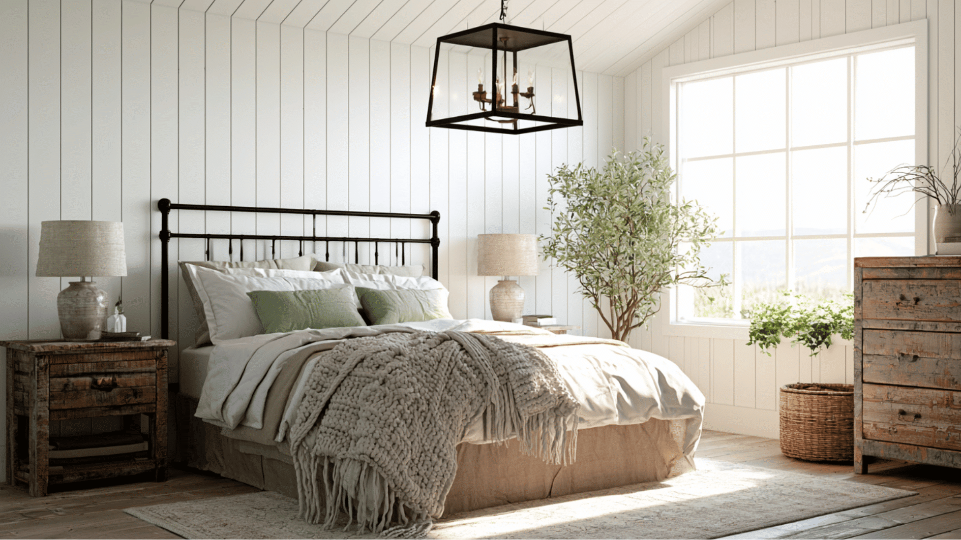 fresh greenery and dried flowers bringing natural beauty into a rustic farmhouse interior