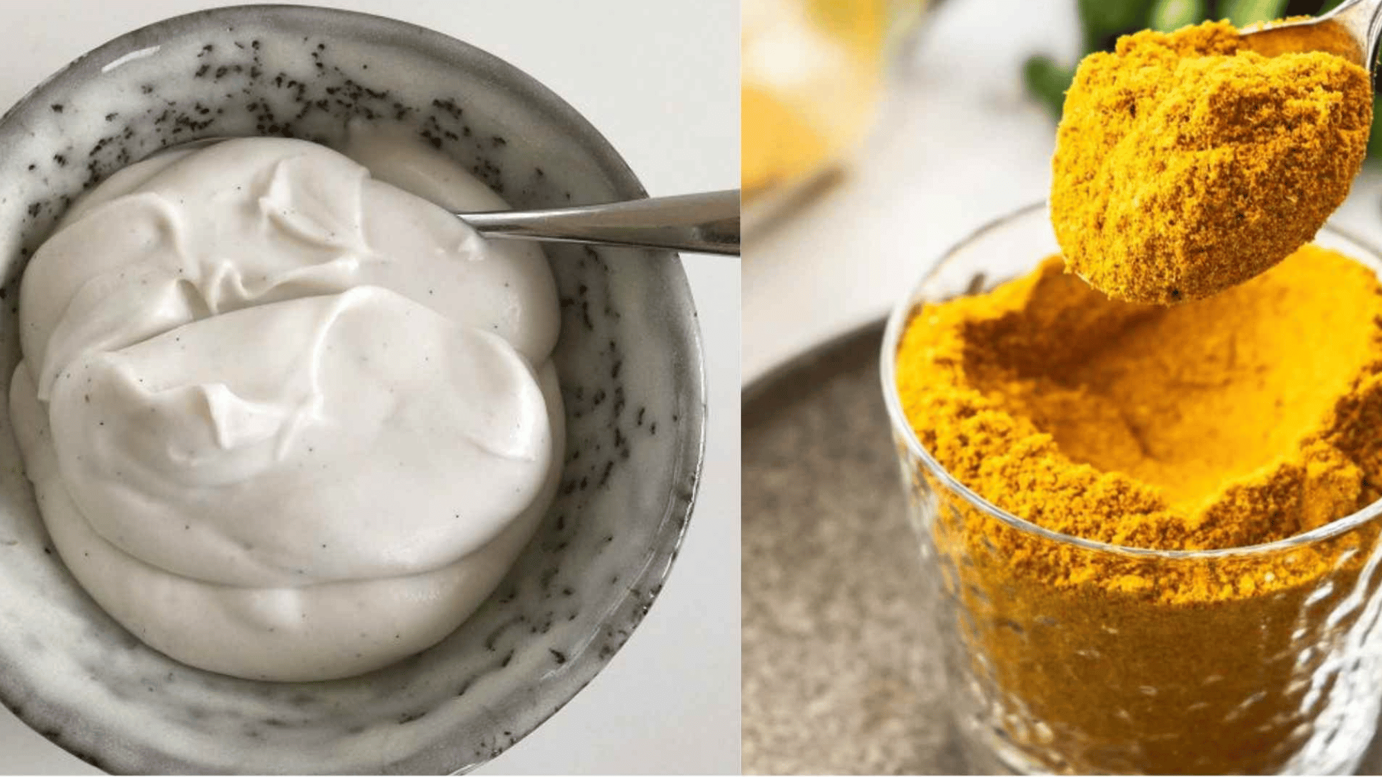Yogurt and turmeric powder ingredients for brightening face mask
