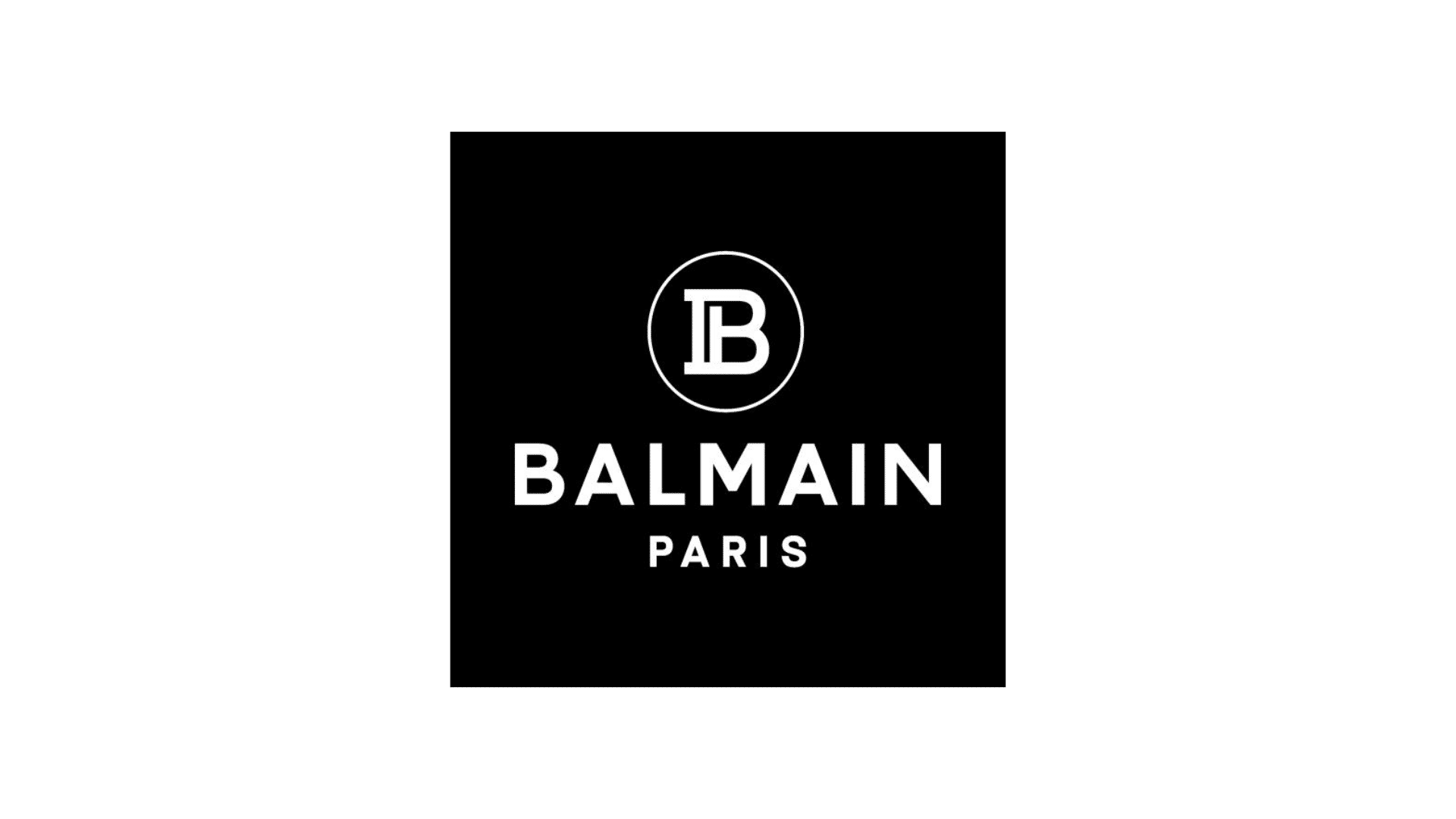 balmain logo with white backdrop