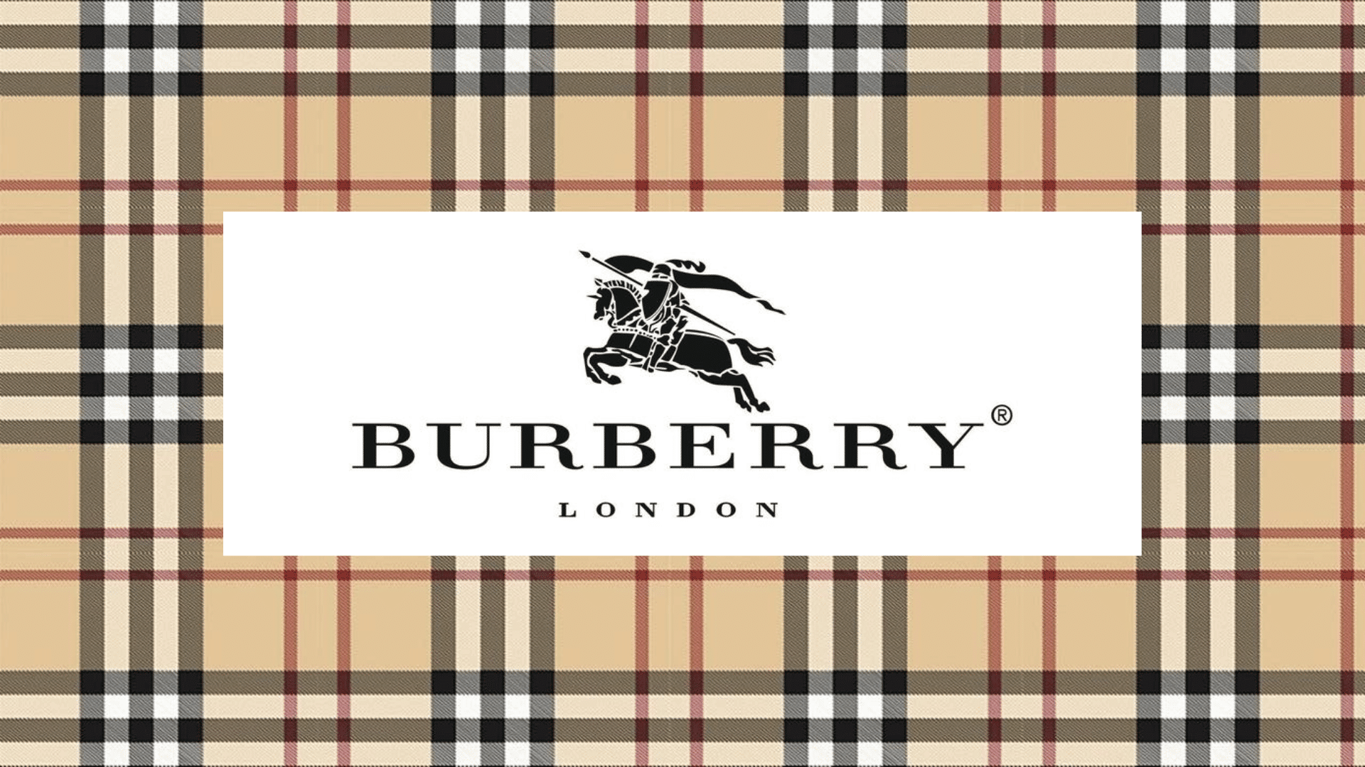 burberry logo with checked pattern backdrop