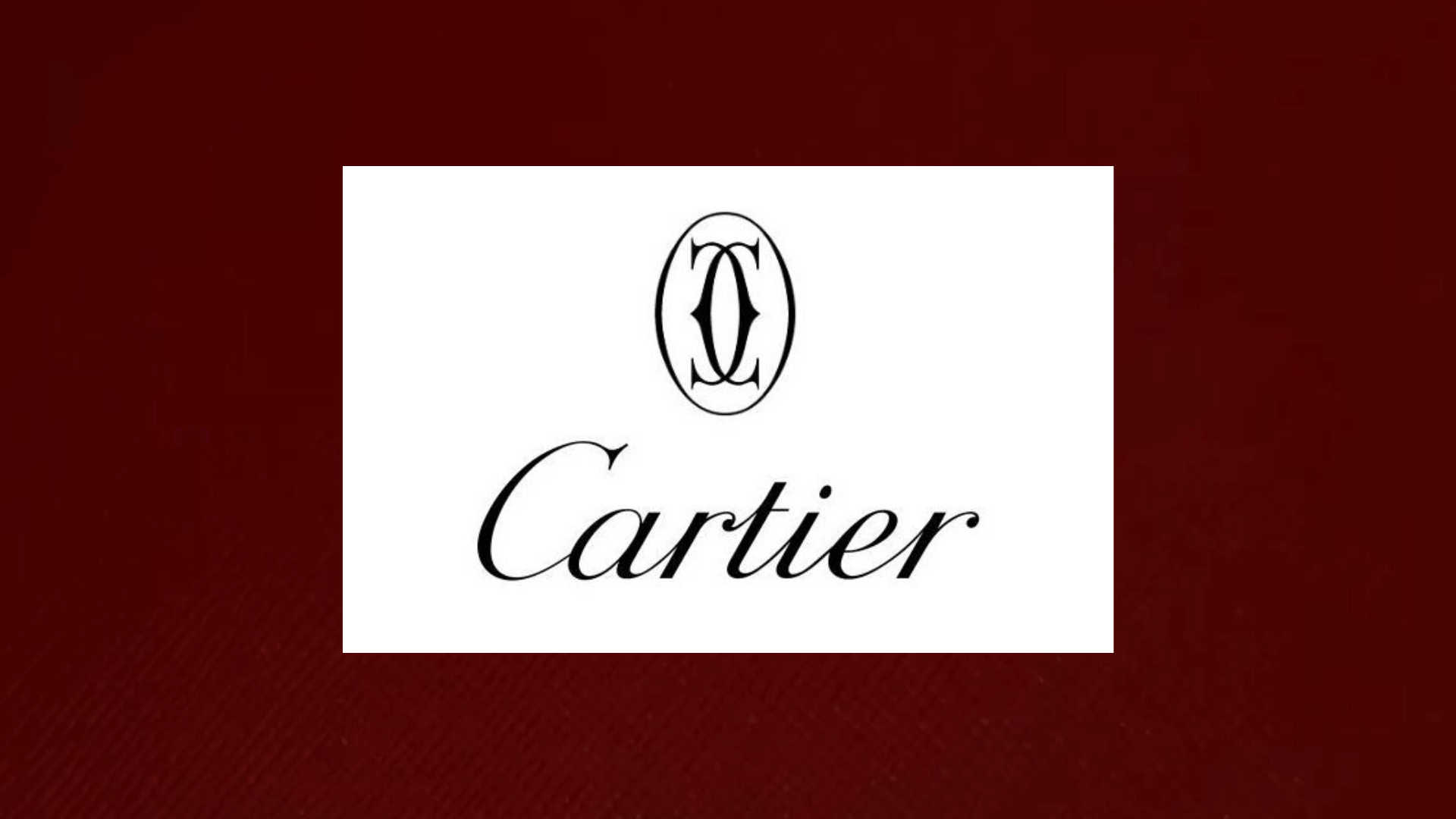 cartier logo with a dark cherry red backdrop
