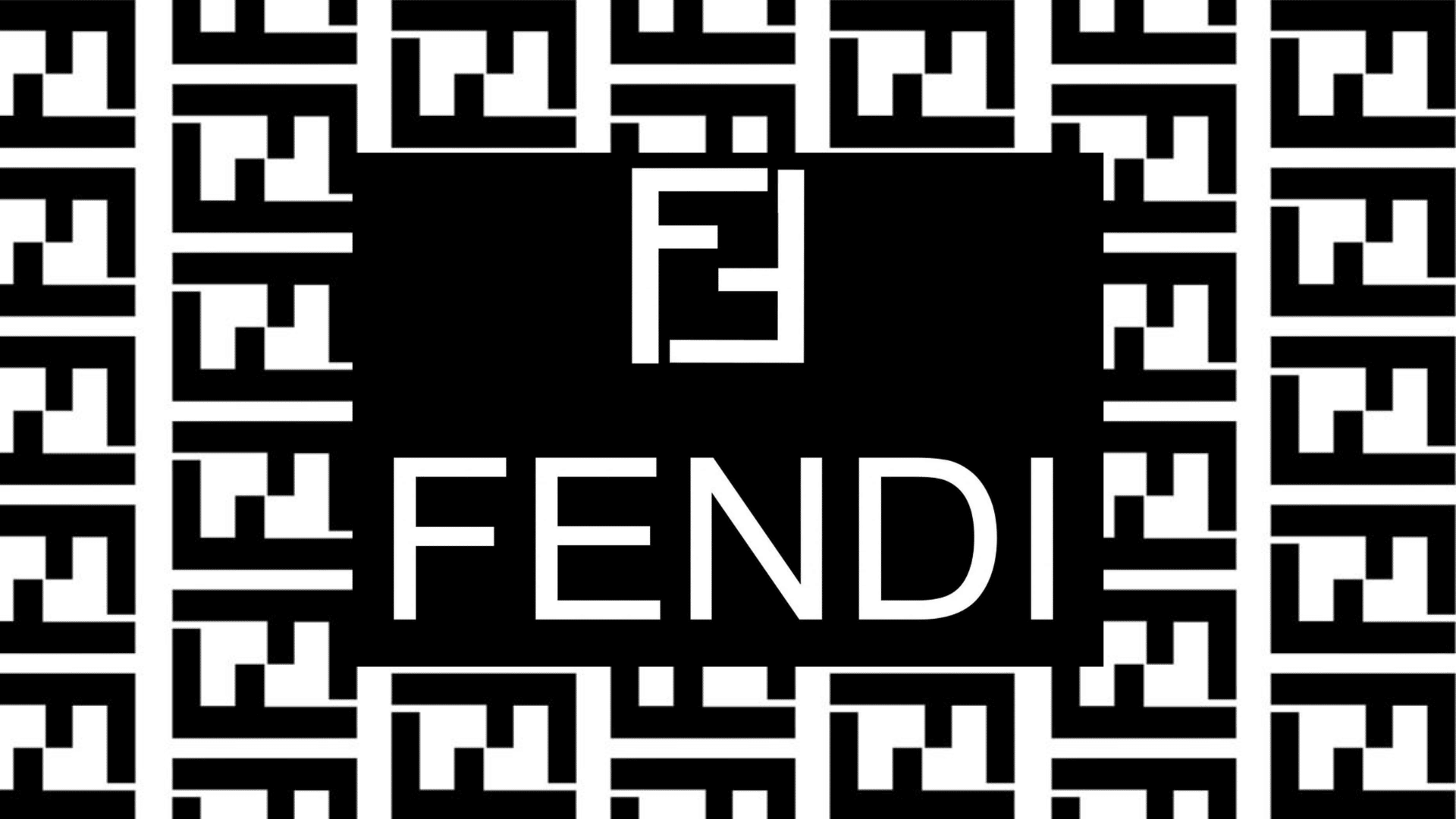 fendi logo with a backdrop with fendi printed on it
