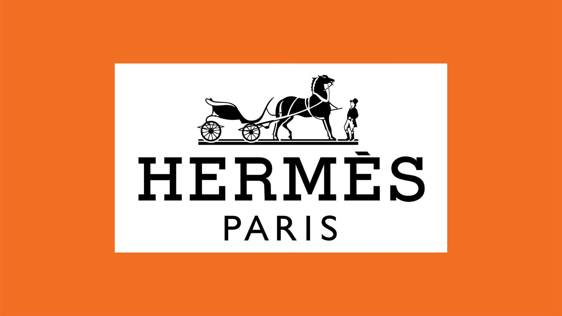 hermes paris logo with an orange backdrop
