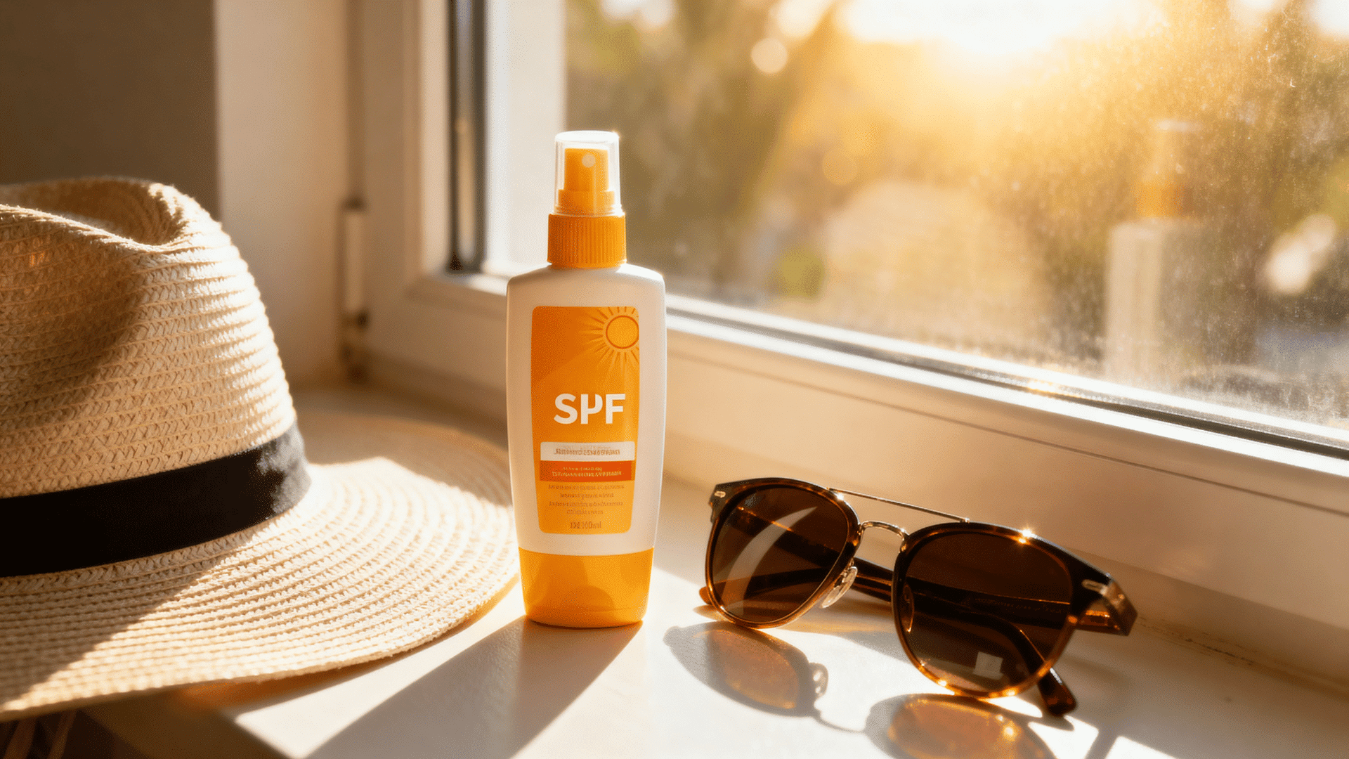 woman applying sunscreen to her face outdoors to protect her skin from sun damage and premature aging