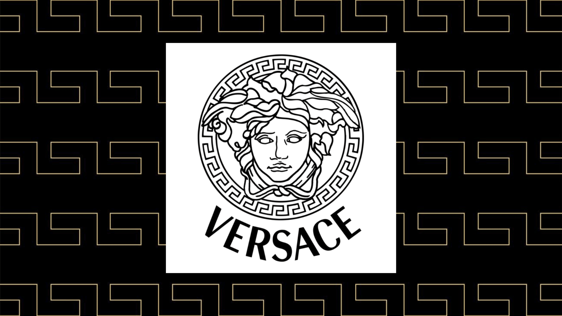 versace logo with a black backdrop