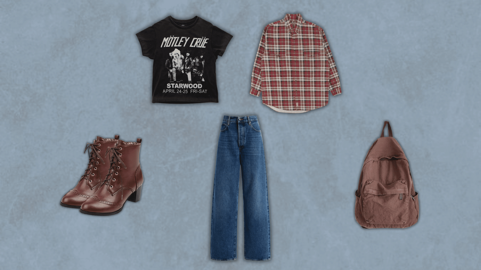 90s band tee outfit layered with a plaid flannel shirt and boots from the blog