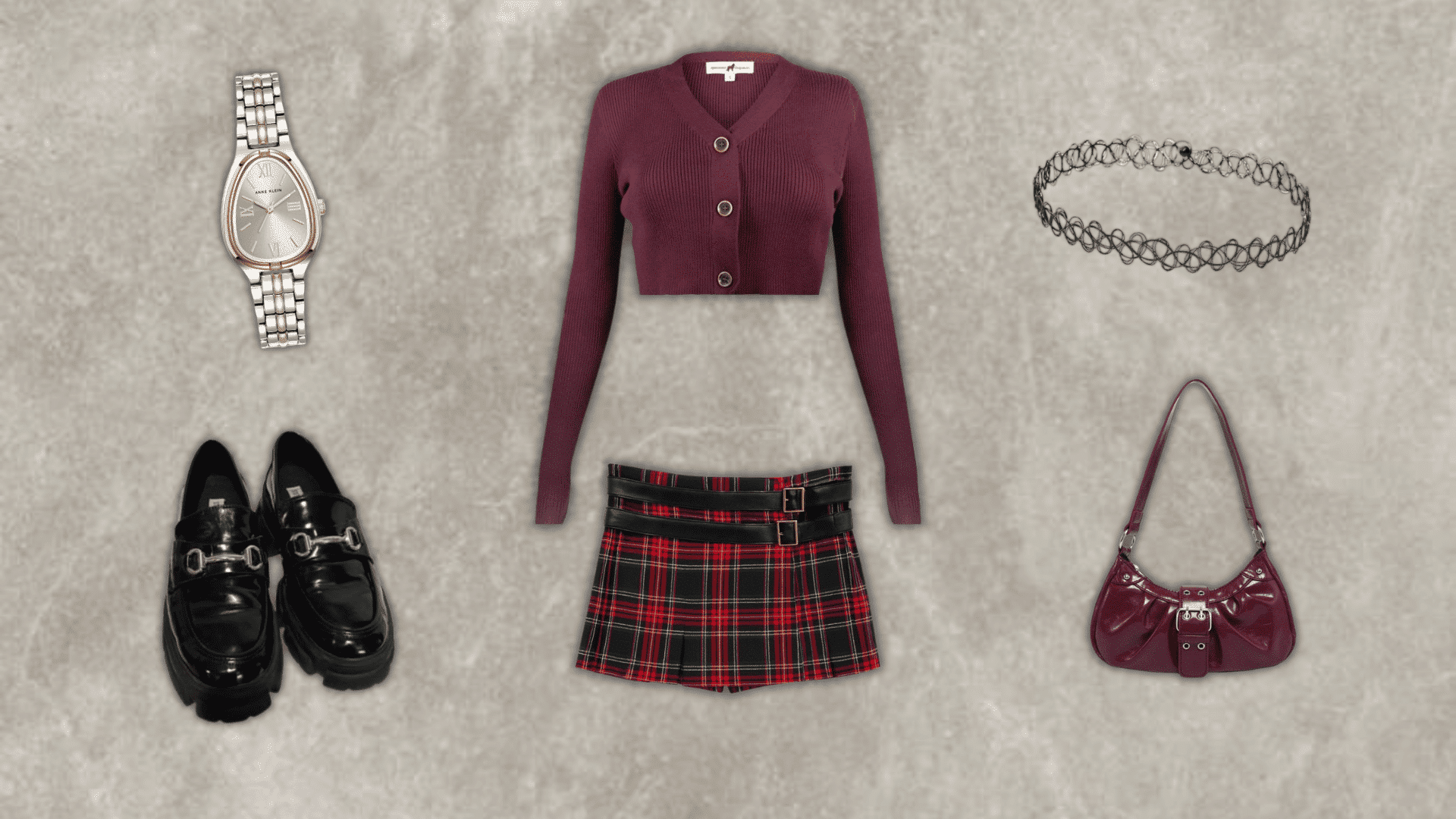 90s cropped cardigan outfit with plaid mini skirt and loafers from the blog
