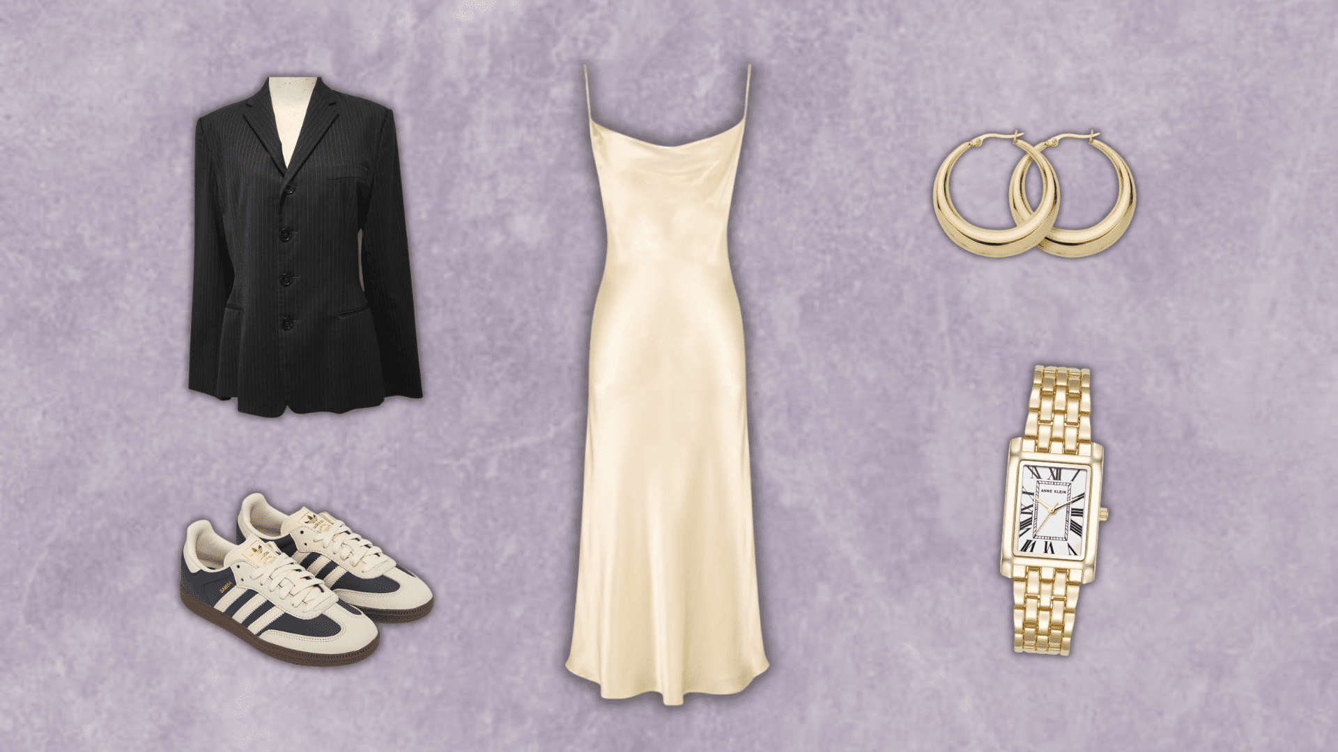 90s slip dress outfit layered with an oversized blazer from the blog