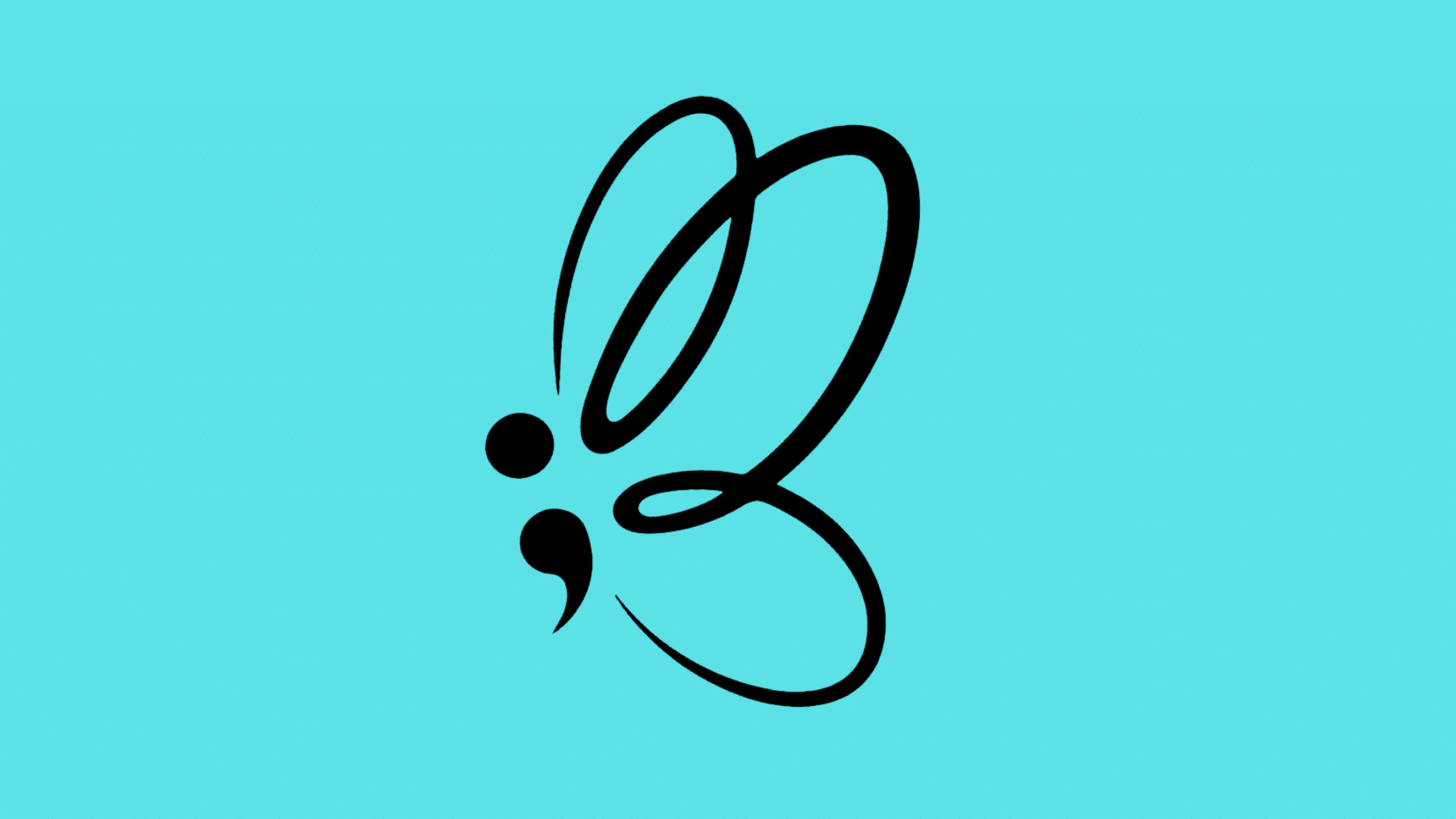 black butterfly and semicolon symbol representing mental health recovery, hope, change, and personal growth