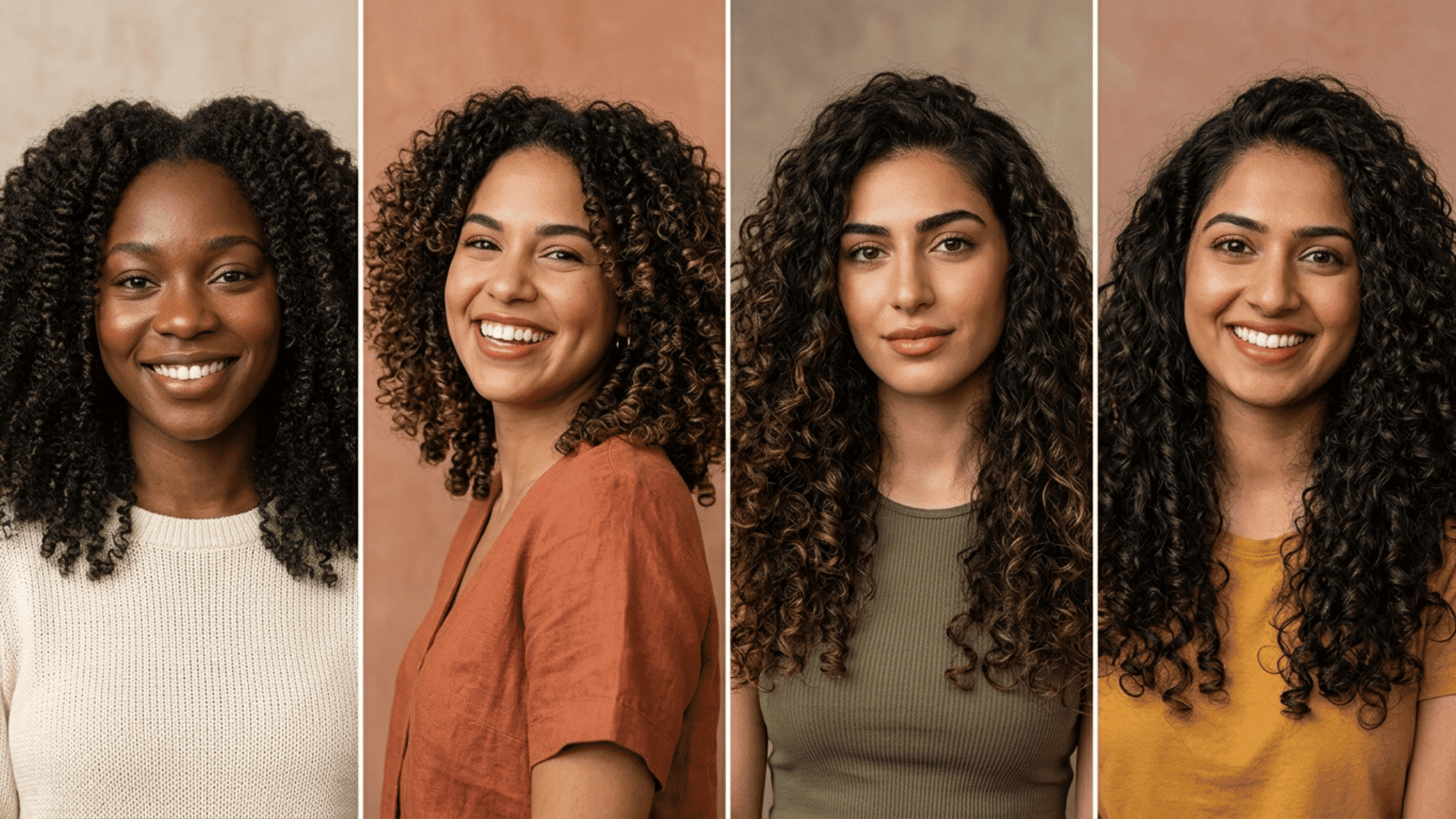 women showing varied natural 3c curl patterns