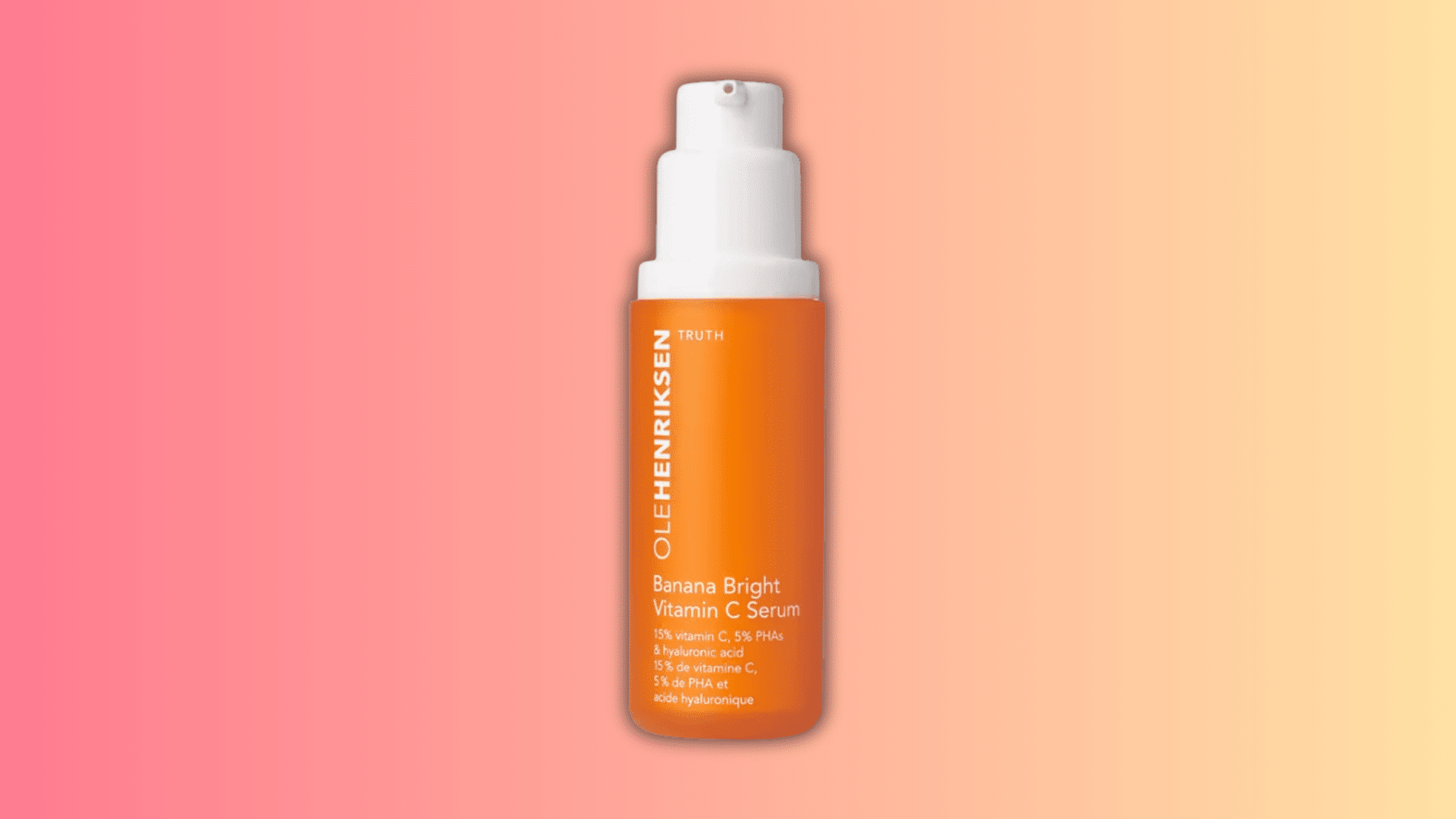 ole henriksen vitamin c serum on peach background