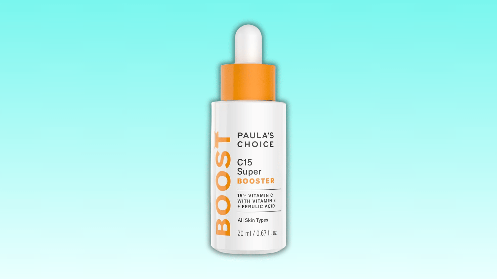paulas choice vitamin c booster on aqua background