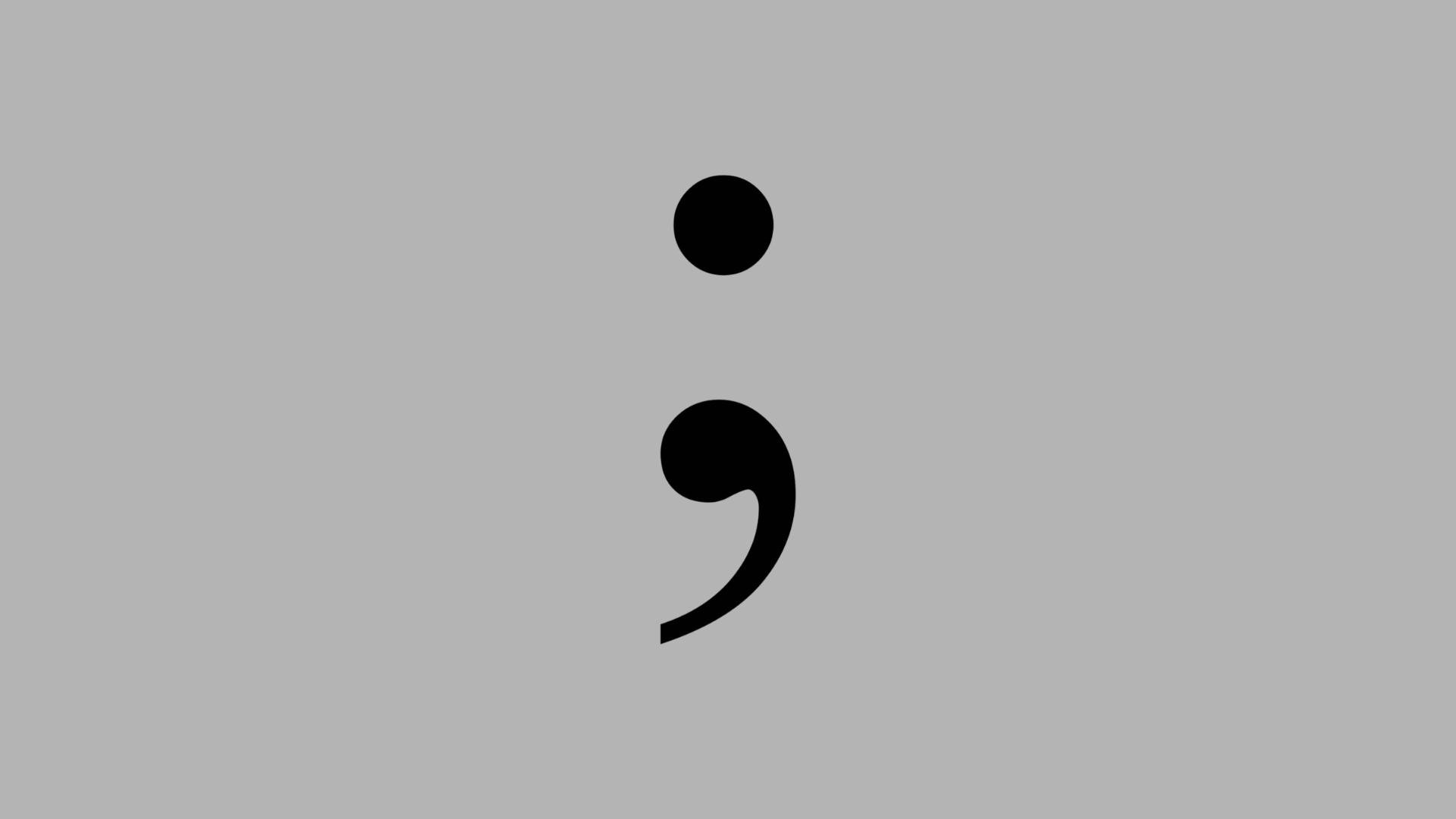 black semicolon symbol on a white background representing mental health recovery, hope, and continued life